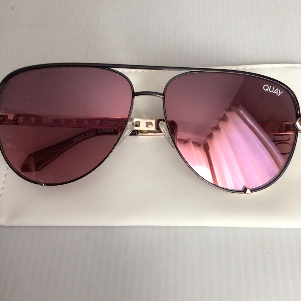NEW ! Rare Quay Australia HIGH KEY LINKS Purple Gradient Aviator Sunglasses - Picture 3 of 6